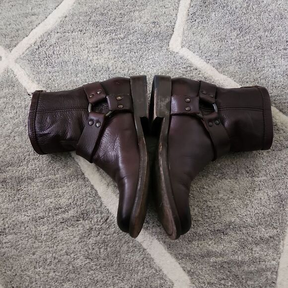 - Frye Phillips Harness Leather Ankle Boot Grey Women’s Size 6 - Picture 3 of 7